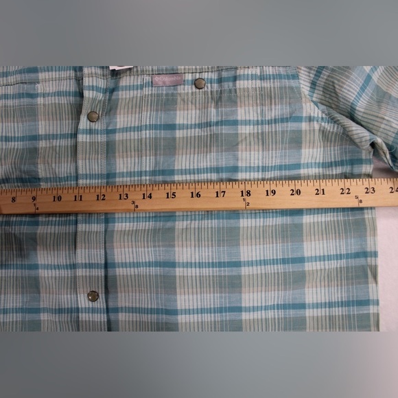 NWT Columbia Men L Leadville Ridge Short Sleeve Shirt II Regular Fit Blue Green - Picture 8 of 11